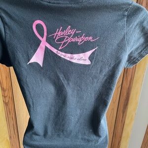Harley Davidson breast cancer support shirt